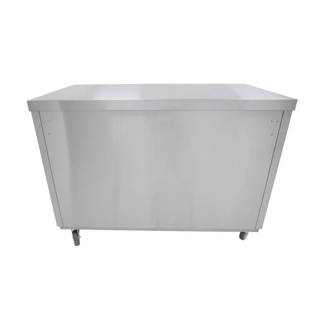 Mobile Ambient Storage Cupboard – 1500mm Stainless Steel, Sliding Doors, Adjustable Shelves
