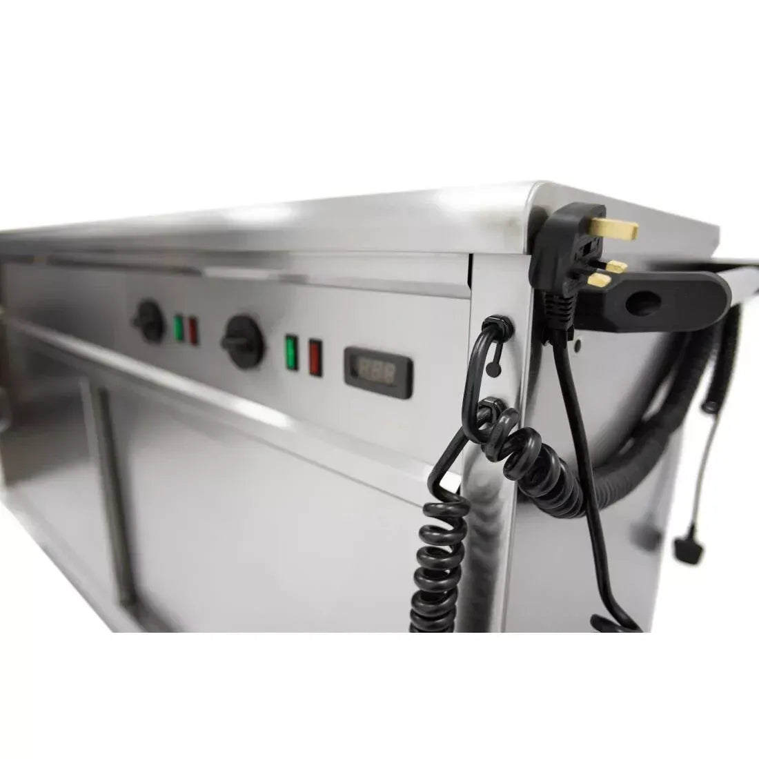 Mobile Bain Marie Servery – 1500mm Stainless Steel, Wet & Dry Heat, Digital Display, Sliding Doors, Castors, 4.3kW