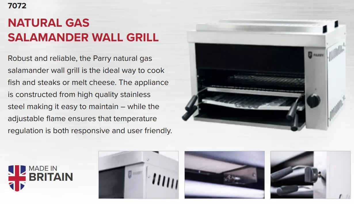 Natural Gas Salamander Wall Grill – Stainless Steel, Dual Zone Cooking, Wall or Stand Mounted