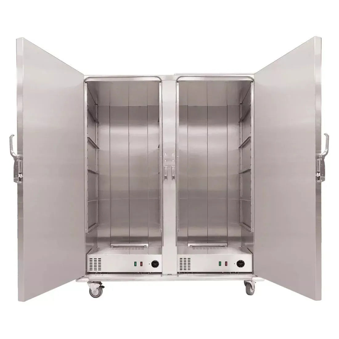 Double Banqueting Trolley – High-Capacity Mobile Heated Cabinet, Stainless Steel, 2 x 13A Plug