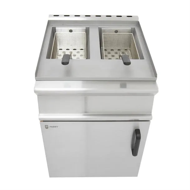 LPG Double Pedestal Gas Fryer – 2x12L Commercial Deep Fryer, Thermostatic Control, Piezo Ignition