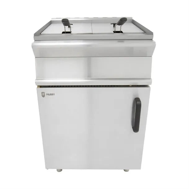 LPG Double Pedestal Gas Fryer – 2x12L Commercial Deep Fryer, Thermostatic Control, Piezo Ignition