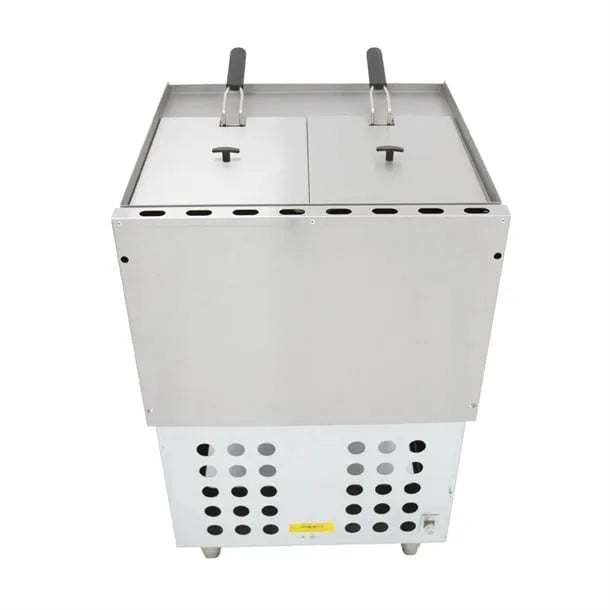 LPG Double Pedestal Gas Fryer – 2x12L Commercial Deep Fryer, Thermostatic Control, Piezo Ignition