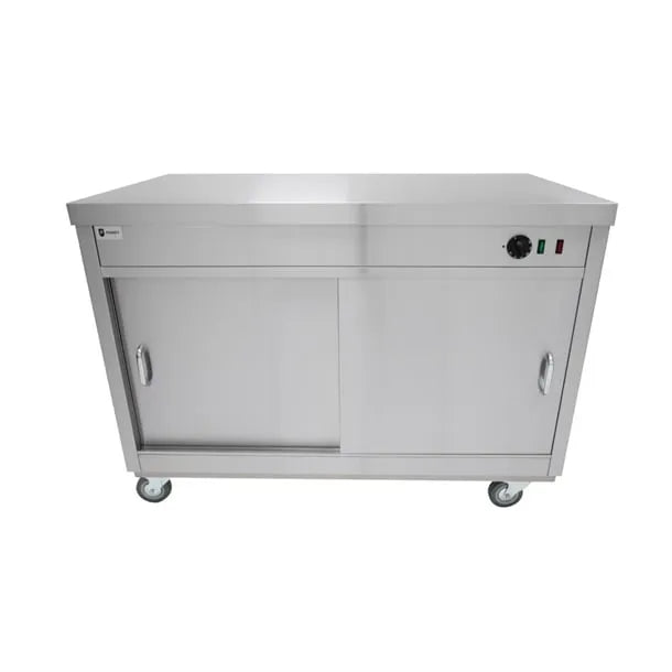 1200mm Heated Storage Hot Cupboard – Stainless Steel, Adjustable Shelves, Thermostatic Control, Lockable Castors, 1.5kW