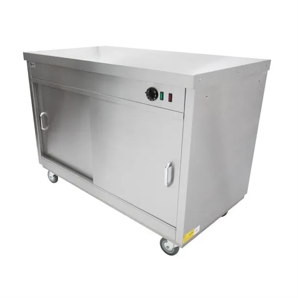 1200mm Heated Storage Hot Cupboard – Stainless Steel, Adjustable Shelves, Thermostatic Control, Lockable Castors, 1.5kW
