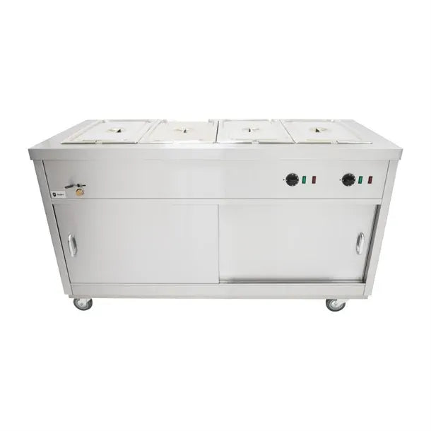 1500mm Hot Cupboard with Bain Marie Top – Stainless Steel, Wet/Dry Heat, Sliding Doors, Adjustable Shelves, 5.3kW