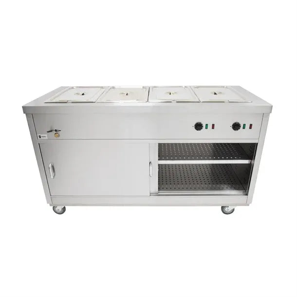 1500mm Hot Cupboard with Bain Marie Top – Stainless Steel, Wet/Dry Heat, Sliding Doors, Adjustable Shelves, 5.3kW