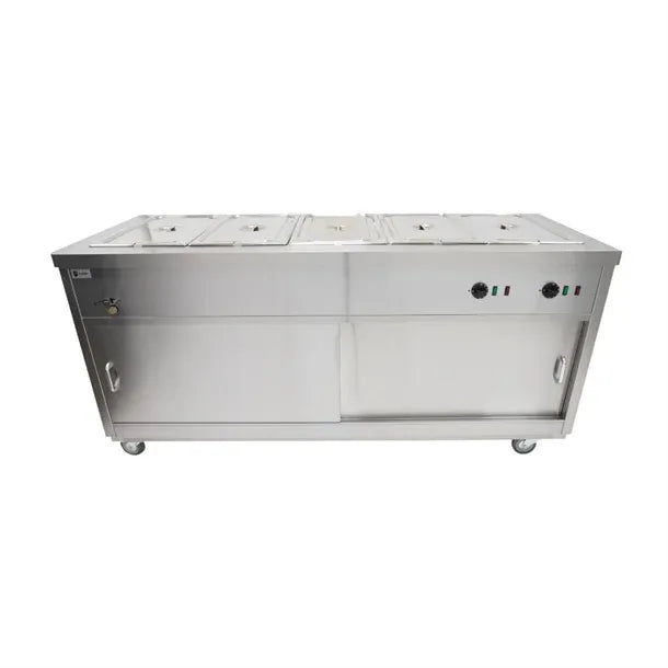 1800mm Hot Cupboard with Bain Marie Top – Stainless Steel, Wet or Dry Heat, Sliding Doors, Adjustable Shelf, 5.8kW