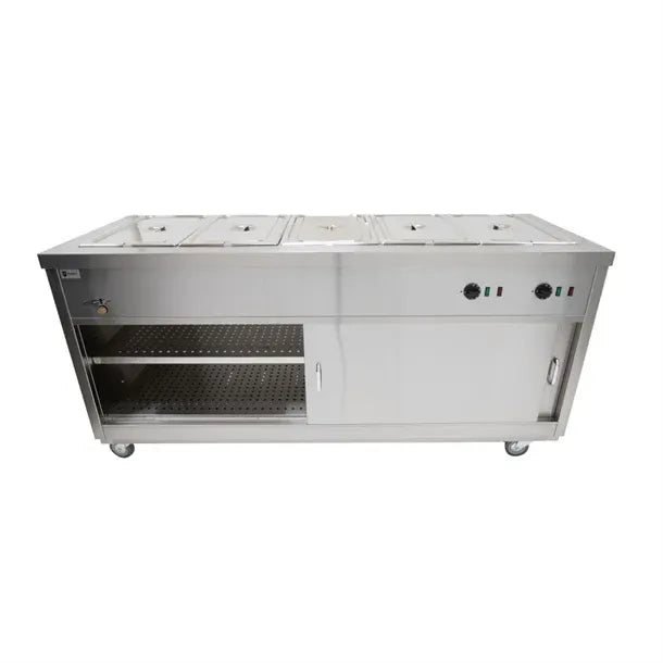 1800mm Hot Cupboard with Bain Marie Top – Stainless Steel, Wet or Dry Heat, Sliding Doors, Adjustable Shelf, 5.8kW
