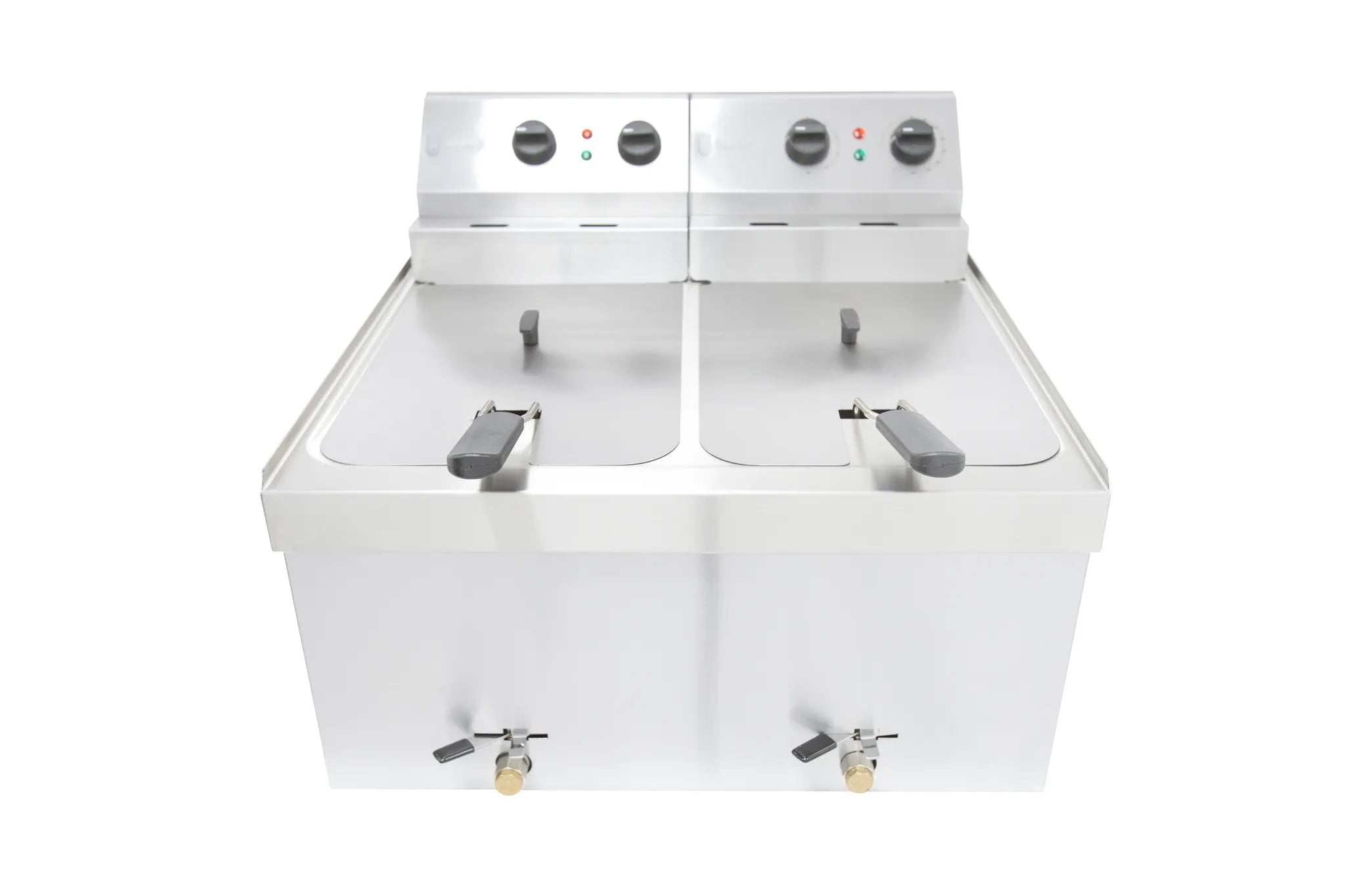 Double Countertop Electric Fryer – 2 x 9L, Thermostatic Control, Stainless Steel, Drain Tap, Dual 3kW