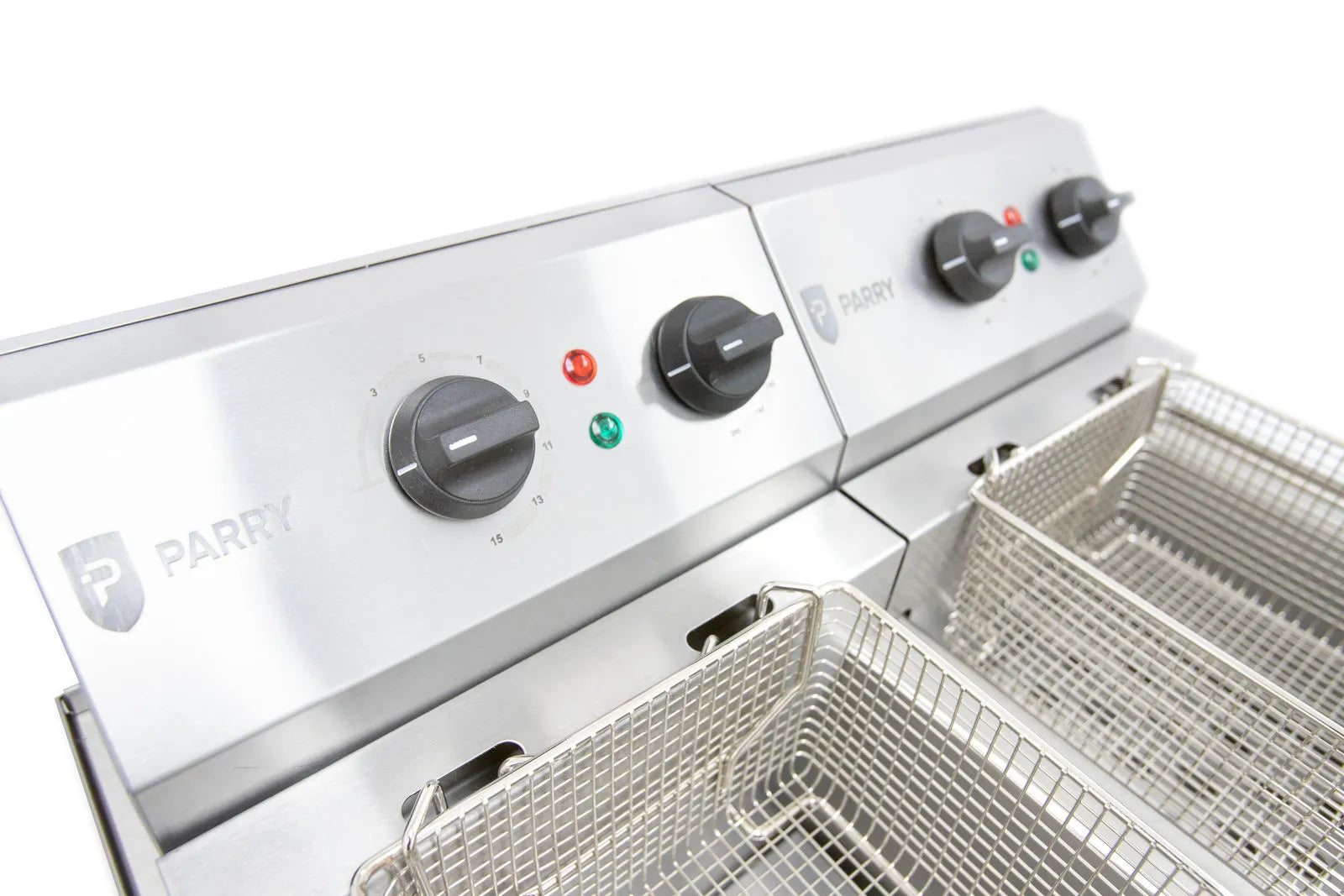 Double Countertop Electric Fryer – 2 x 9L, Thermostatic Control, Stainless Steel, Drain Tap, Dual 3kW