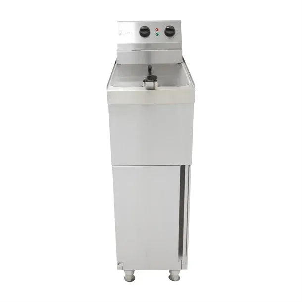 Single Pedestal Electric Fryer – 9L, Thermostatic Control, 6kW, Hardwired, Freestanding, Stainless Steel