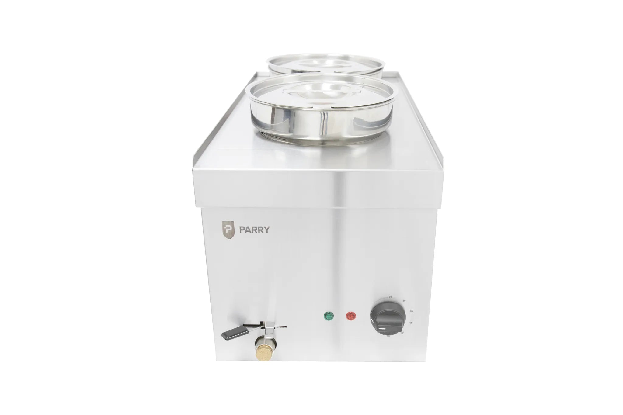 Electric Wet Bain Marie – 2 x 4L Pots, Thermostat Controlled, Stainless Steel, Countertop, Drain Tap