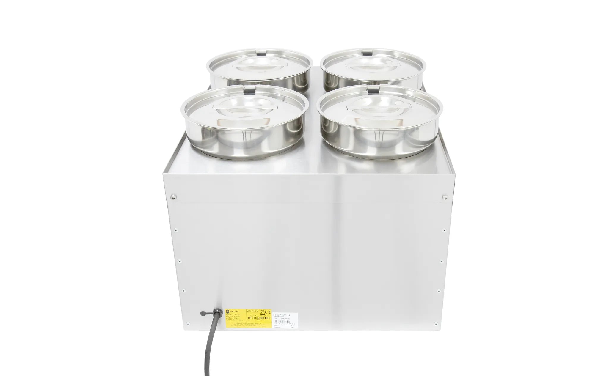 Electric Wet Bain Marie – 4 x 4L Stainless Steel Pots, Thermostat Control, Countertop, Drain Tap