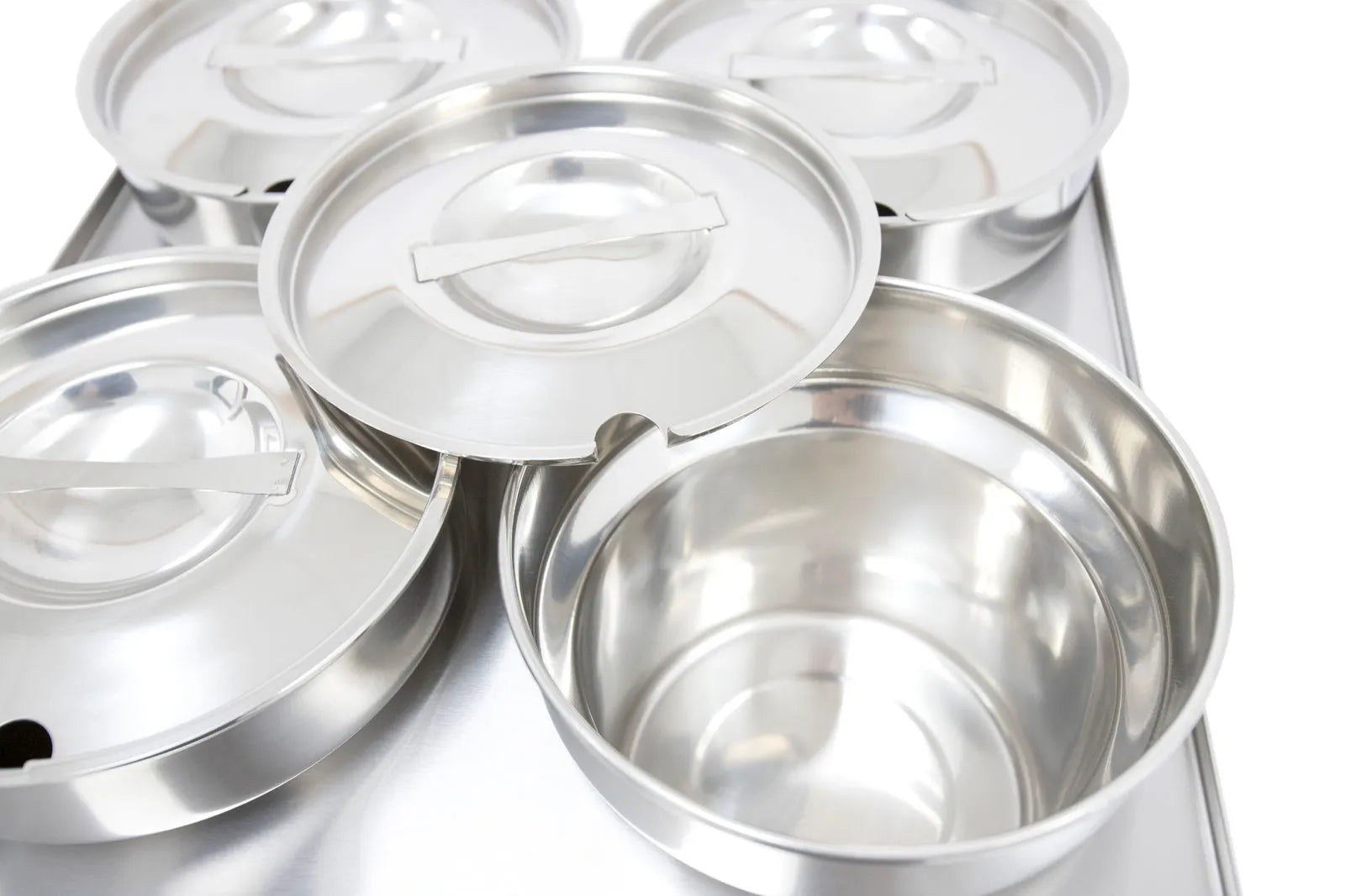 Electric Wet Bain Marie – 4 x 4L Stainless Steel Pots, Thermostat Control, Countertop, Drain Tap