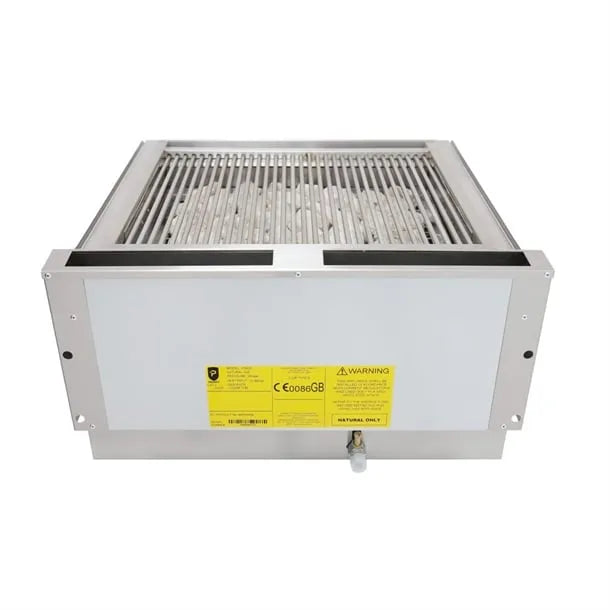Natural Gas Chargrill with Lava Rocks – 2 Burners, Stainless Steel, Adjustable Height, Countertop or Stand