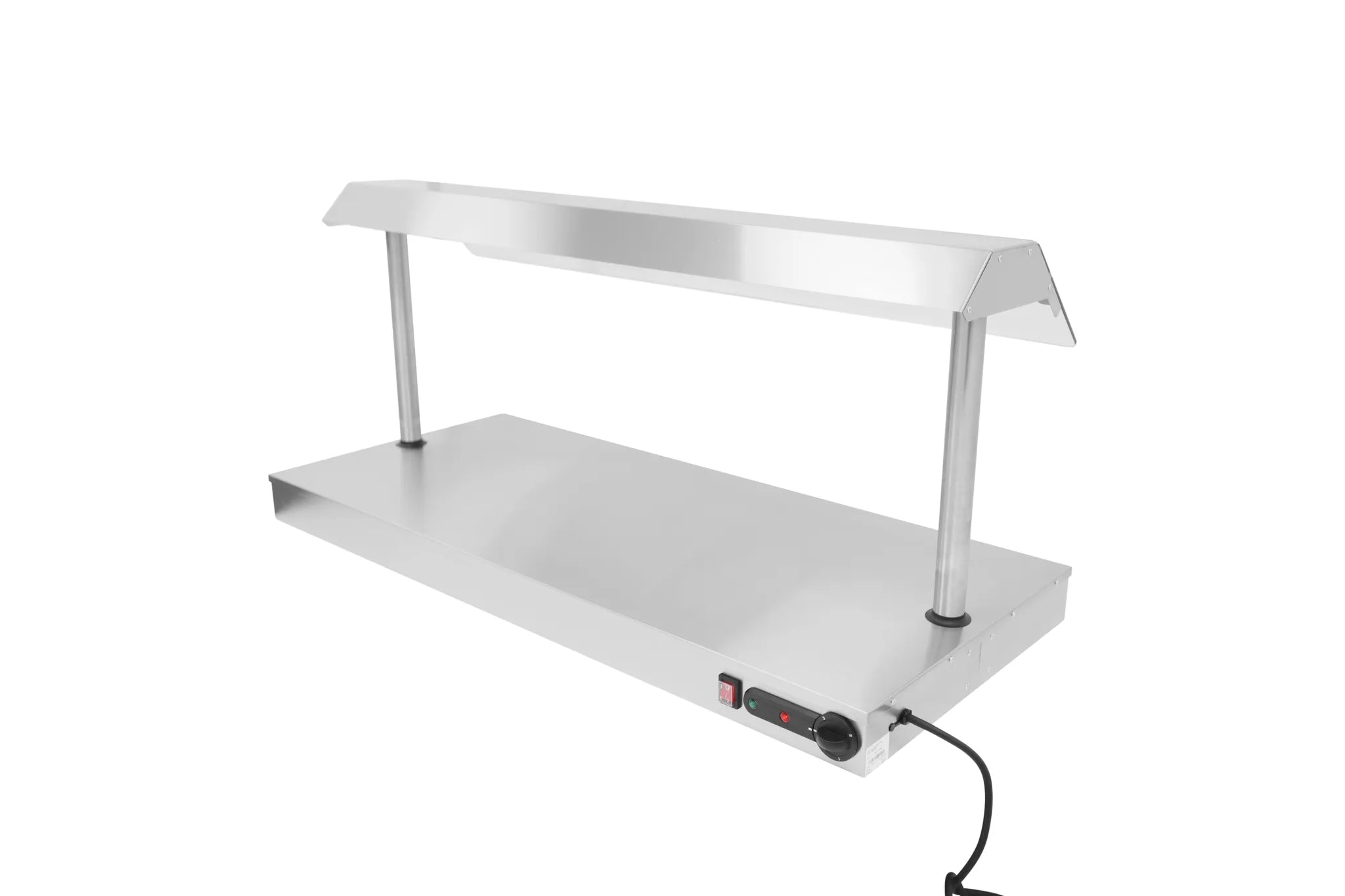 Electric Quartz Lamp Hot Food Display Unit – 1.3kW Stainless Steel Warmer with Glass Sneeze Guard