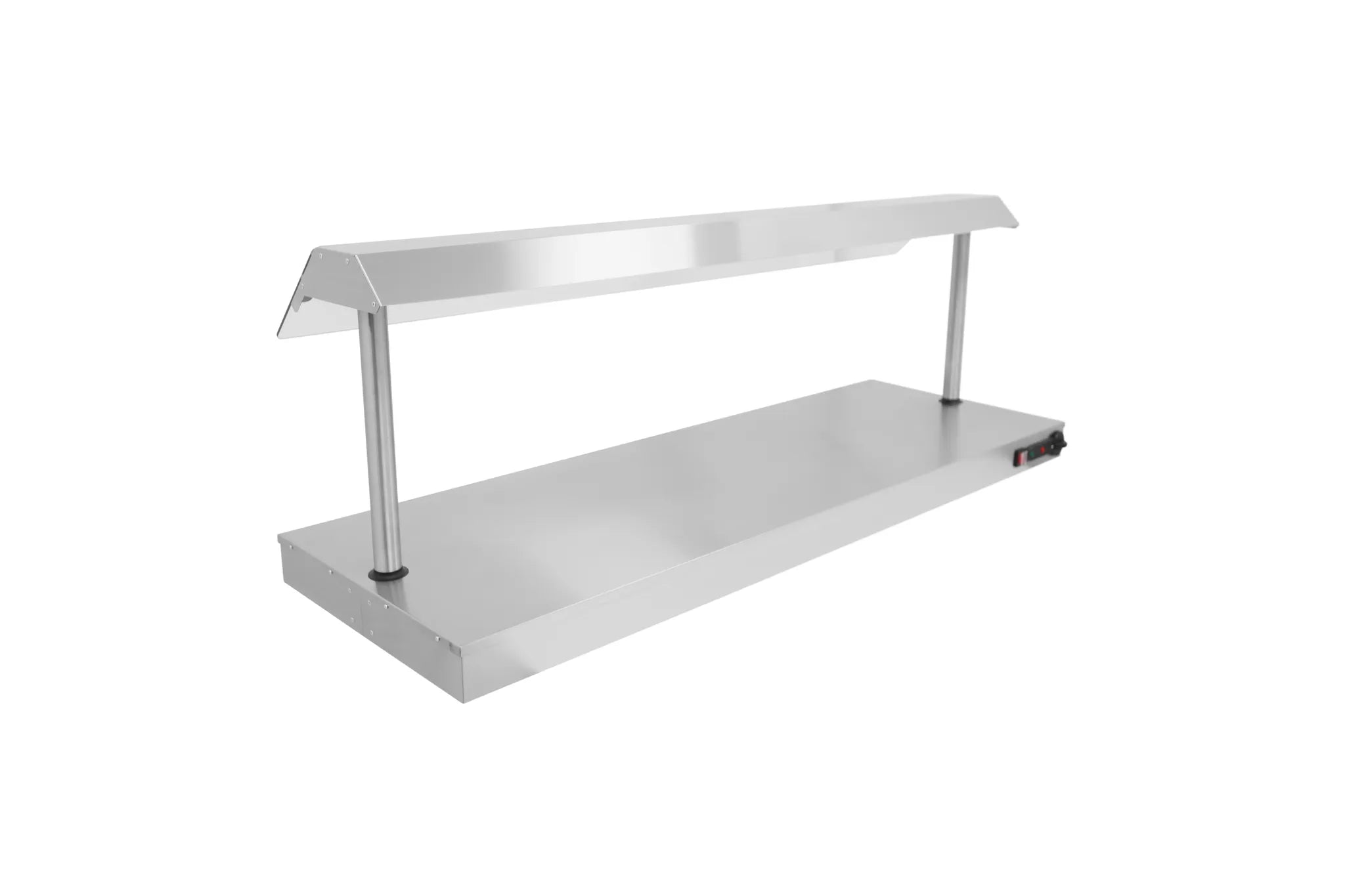 Electric Quartz Lamp Hot Food Display Unit – 4 Heat Lamps, 2kW, Stainless Steel, Glass Sneeze Guard, 13A Plug