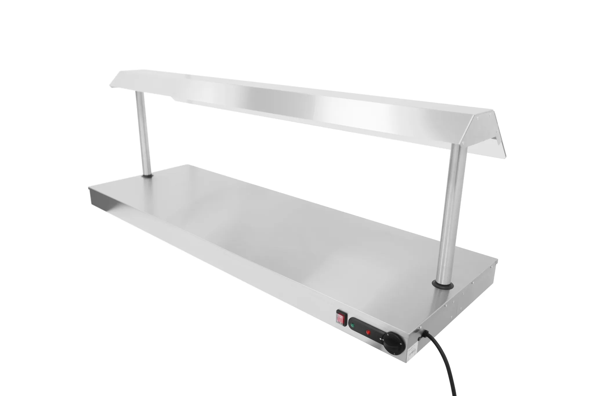 Electric Quartz Lamp Hot Food Display Unit – 4 Heat Lamps, 2kW, Stainless Steel, Glass Sneeze Guard, 13A Plug